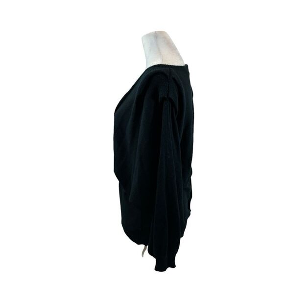 Rare 1980’s Gitano Knits Black‎ V Neck Batwing Sweater With Silver Mesh Large - Picture 7 of 10